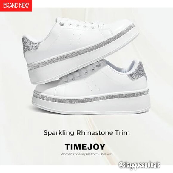 Women's Platform Sneakers with Glitter Accents, 2-Inch Thick Sole - Picture 6 of 8